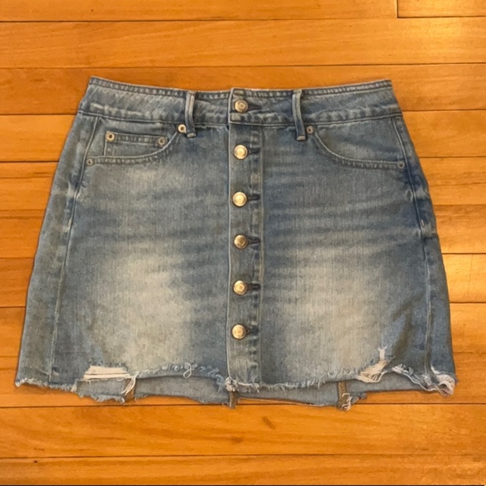 Denim Button-Up Skirt